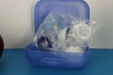 Tupperware Oyster PACKABLE~Sheer BLUE~ORGANIZER~Filled w/Mini Food Prep Items