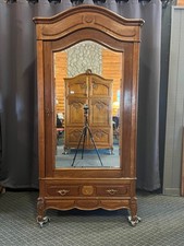 Vintage Belgian Oak Single Door Armoire with Mirror, Early 20th Century