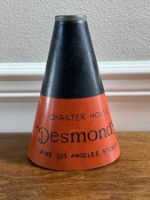 VINTAGE MEGAPHONE ADVERTISING CHARTER HOUSE DESMONDS LOS ANGELES SIGN BULL HORN