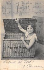 CPA FANTASY CHILD IN A WICKER TRUNK