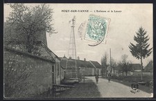 Old postcard Pouy-sur-Vanne, L ́Éolienne et le Lavoir 