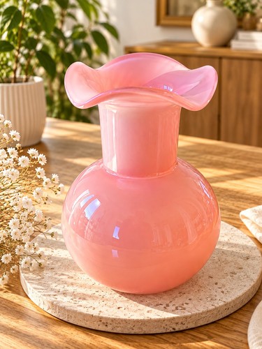 Vase boule rose verre - vase,
