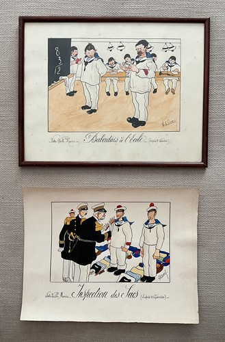 Pair french navy drawings - pair,