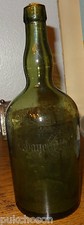 19th Century Trappist Acey Abbey Sand Engraved Blown Glass Bottle