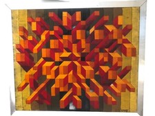 Ancien Tableau Tapisserie En Laine Signé Jean Claude BISSERY