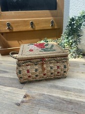 Antique 70s Wicker Sewing Box - Vintage Basket