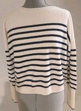 La Ligne Sz M - 100% Cashmere Sweater White & Black.  Sample. EC.