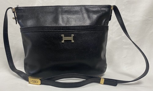 Vintage sac pourchet cuir noir - sac,