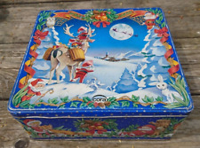 Vintage Antique Metal Cookie Box Christmas Decor Cora Collection