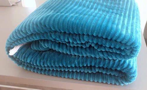 Plaid bleu velours côtelé - plaid, en