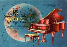 Ham Radio QSL Card OK3KJF Bratislava Czechoslovakia Petrof Piano Grand 1958