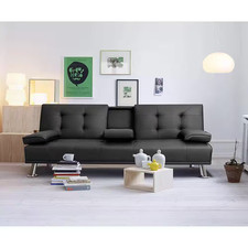 Black 66 In. Faux Leather