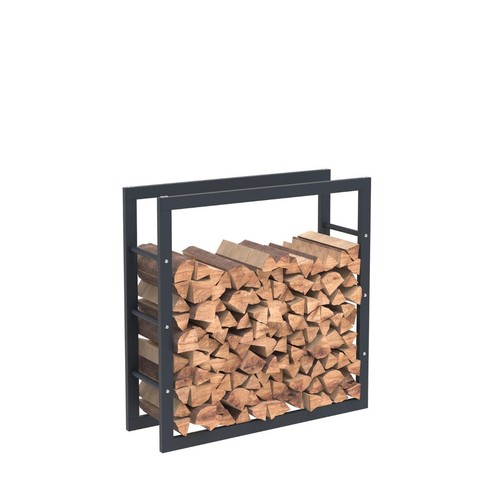 Rangement bois acier noir - en,