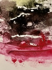 Tableau affiche originale peinture composition mixte abstraite Yvette BONTE