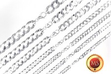925 SOLID Sterling Silver FLAT CUBAN CURB Chain Necklace or Bracelet - All Sizes