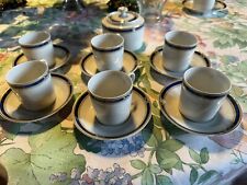 Haviland Boréal Blue Porcelain Limoges 6 Cups Coffee Cups.