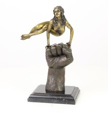 Modern Nude Bronze Statue Woman on Fist After Juno