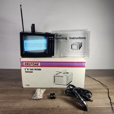 Vintage Deltone Portable TV Television 5" Monochrome Black & White TV-55 Tested 