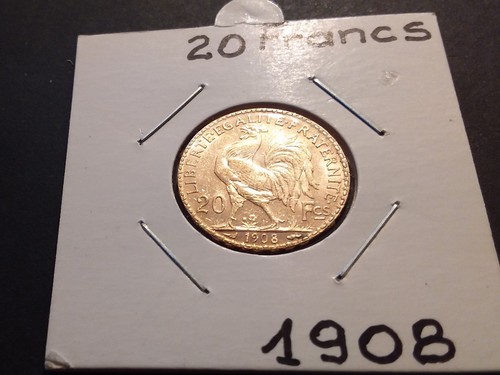Francs coq 1908 - 20, or