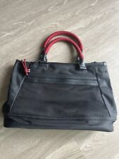 Mouflon Andromeda Satchel Bag w Crossbody Strap Black Red Handles