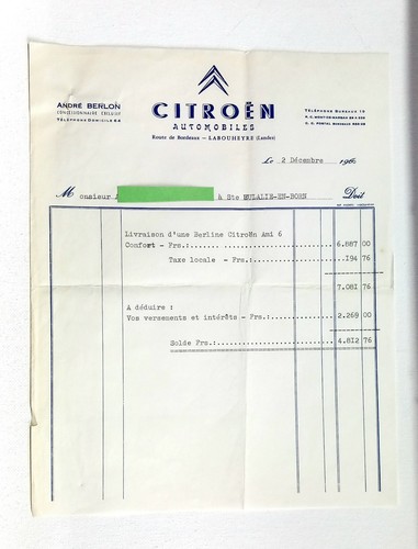 Facture berline citroen - facture, ami