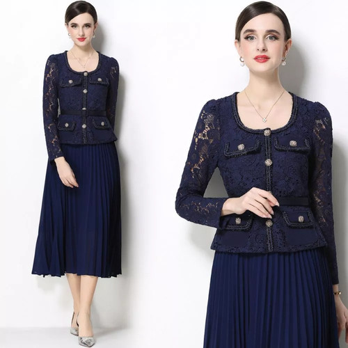 Robe midi élégante bleu navy - Élégante,