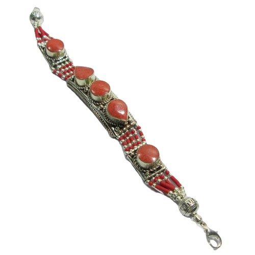 Bracelet corail rouge argent