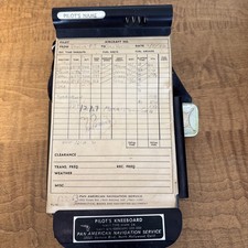Vintage 1960s PILOTS FLIGHT KNEEBOARD/Forms-Note Pad Pan American Navigation