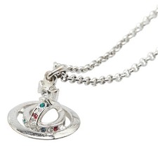Collier pendentif orbe Vivienne Westwood strass métal argenté femme Vivienne