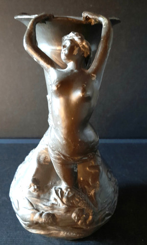 Vase étain signé ch - vase,