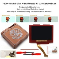 Red Lens-GBA SP V5 Drop In Pre-Laminated 720x480 Pixel IPS LCD+3D Dragon Shell