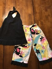 Boutique Custom Groovy Girl 5/6 Black Halter Top & Pants