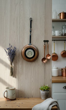 Vintage Copper and Wrought Iron Wall Thermometer - Rustic Wall Decor -