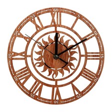  Round Wall Clock Horloge Murale En Forme D'arbre Bois Numérique Ronde
