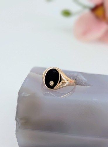 Bague chevalière onyx - onyx, sertie