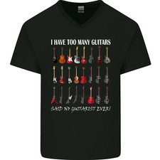J' Ai Trop Beaucoup Guitares Guitariste Acoustique Hommes Col V Coton T-Shirt