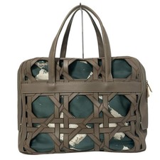 Auth collection PRIVEE? - Gray Beige Blue Green Multi Leather Satin Boston Bag