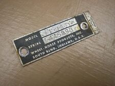 Wheel Horse Lawn Ranger Tractor Frame ID Serial Tag