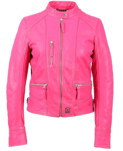 Blouson cuir rose femme - en,
