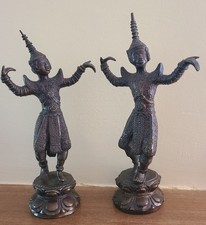 Vends 2 Statuettes Danseurs Thai bronze milieu 20°