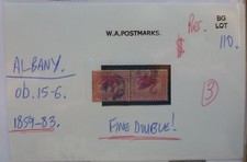 WEST AUSTRALIA POSTMARK ON SWAN STAMP- OBLITERATOR- ALBANU OB 15-6 Dbl