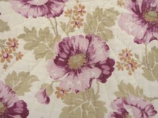 Antique French quilt c1920 floral Purple Poppy design Boutis large LOVELY 