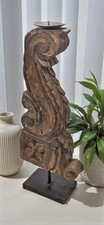 Antique en Bois Support Sculpture Bougeoir Original Vieux Main