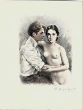 Paul Emile BÉCAT (Paris 1885-1960) Planche érotique en couleurs  23 X 28,5 cm