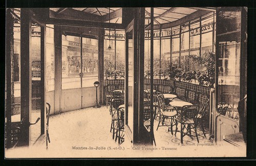 Cpa mantes jolie cafe - mantes-la-jolie,,
