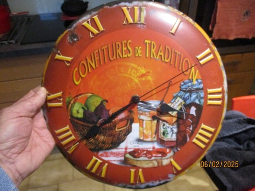Pendule tôle peinte confiture - pendule,