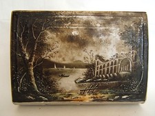 ANTIQUE LETTER HOLDER FAKE BOOK DECOR HAND PAINTED ENAMEL LIMOGES PORCELAIN