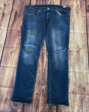 True Religion Men's Relaxed Straight Ricky Solid Dark Blue Denim Jeans Size: 44