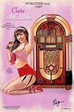 Vintage Style Metal Sign Jukebox  WURLITZER CLAIRE 12x18