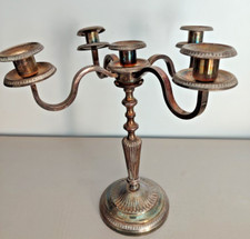 Chandelier Bougeoir 5 Feux 4 Branches Métal Argenté